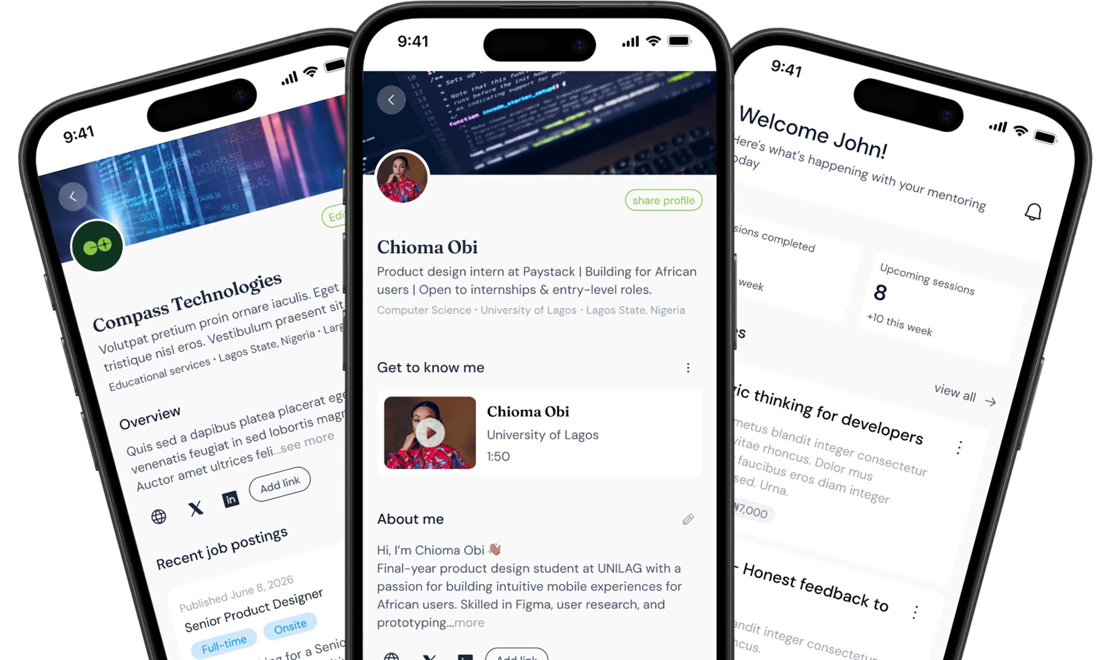 Compass mobile app mockup